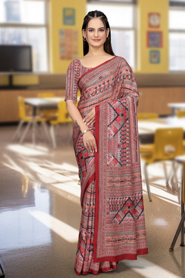SAADHYA CREATION Embroidered, Solid/Plain Bollywood Crepe Saree(Red)