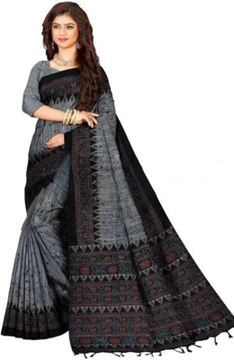 SARATHITEXTILE Digital Print Bollywood Cotton Blend Saree(Grey)