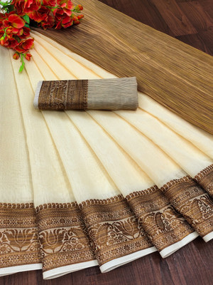 SaaraFashion Woven, Temple Border, Floral Print Gadwal Cotton Silk Saree(Multicolor)