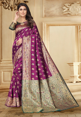 BULLDOZER Woven Patola Cotton Silk, Jacquard Saree(Multicolor)