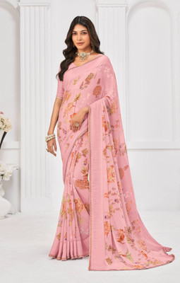 Laxmipati sarees Printed Daily Wear Georgette Saree(Pink)