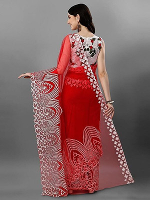 Sima Devi Embroidered Daily Wear Net Saree(Multicolor)