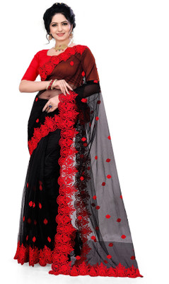 HouseOfCommon Self Design Bollywood Net Saree(Multicolor)