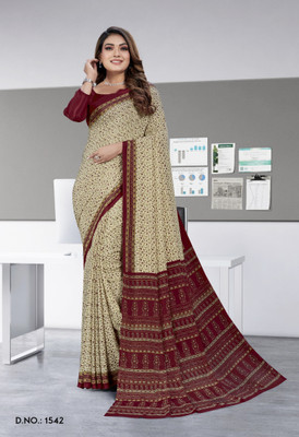 Vimla Printed Daily Wear Crepe Saree(Beige)