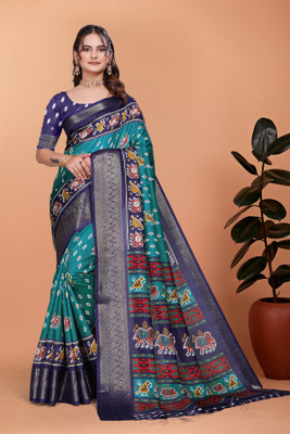 UDANI ENTERPRISE Printed Kanjivaram Art Silk Saree(Light Blue)
