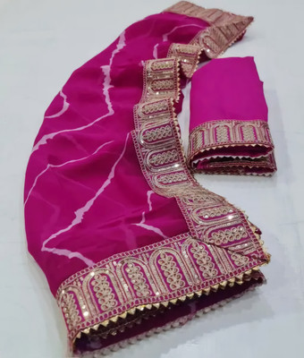 Sahaj Creation Embellished Assam Silk Georgette Saree(Pink)