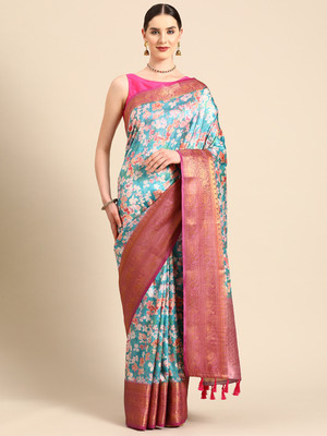 Divastri Digital Print Banarasi Art Silk Saree(Light Blue)
