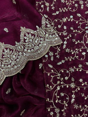 samu Embellished, Embroidered Bollywood Jimmy choo Saree(Maroon)