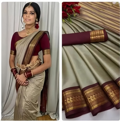 Mortal Textile Woven Handloom Cotton Silk Saree(Mustard)