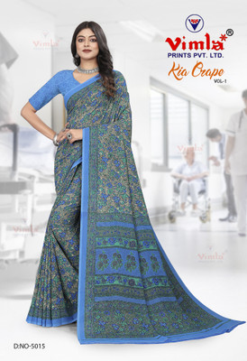 Vimla Printed Daily Wear Crepe Saree(Blue)