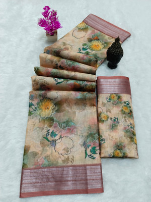 PRTRENDZ Self Design Bollywood Linen, Cotton Linen Saree(Multicolor)