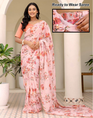 Satrani Floral Print Daily Wear Georgette Saree(Multicolor)