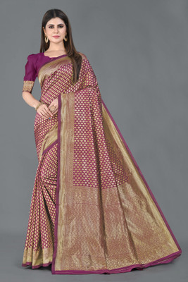 DHRUTI TEXTILES Self Design Banarasi Cotton Silk Saree(Multicolor)