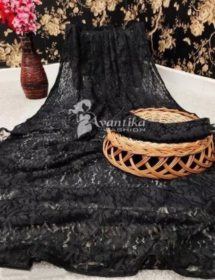 Vragi Dyed, Woven Bollywood Net Saree(Black)