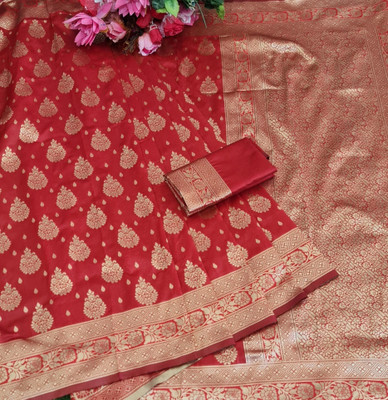 sorathiya enterprise Woven Banarasi Silk Blend Saree(Multicolor)