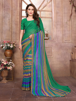 Moda Rapido Printed, Self Design, Floral Print Daily Wear Georgette Saree(Green)