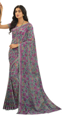 RAJESHWAR FASHION Floral Print Bollywood Georgette Saree(Multicolor)