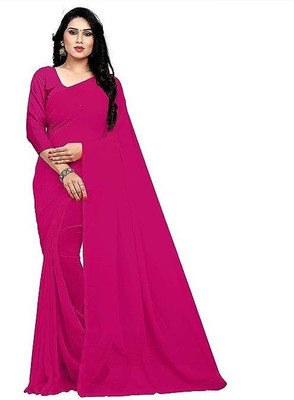 Bajrang Sarees Solid/Plain Bollywood Georgette Saree(Magenta)