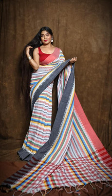Rnn Saree Self Design Handloom Pure Cotton Saree(Multicolor)