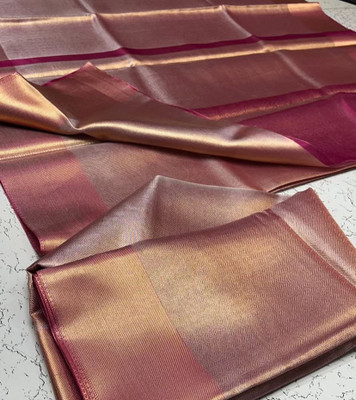 S R Fabrics Solid/Plain Banarasi Tissue Saree(Cream)