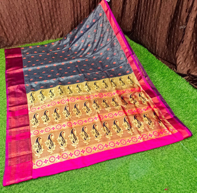 Spewim Woven Banarasi Art Silk Saree(Grey)