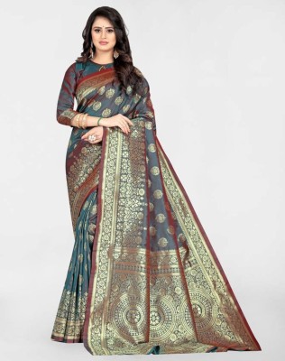 SIRIL Woven, Self Design Banarasi Art Silk Saree(Grey, Gold)