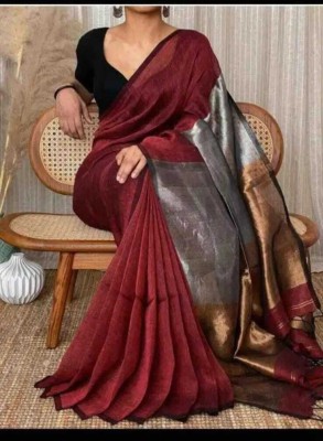 Parbati fashion Self Design Tant Pure Cotton Saree(Maroon)