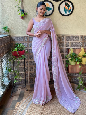 Divastri Embellished Bollywood Georgette Saree(Purple)