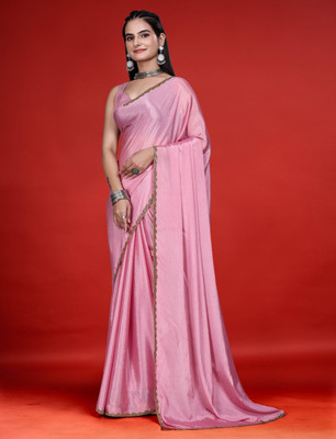MAANVIT Woven Bollywood Jimmy choo Saree(Pink)