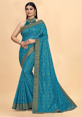 Laxmi Vinayaka Textiles Printed, Embellished Banarasi Art Silk Saree(Blue)