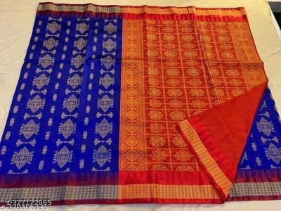 NaziyaSarees Woven Sambalpuri Cotton Silk Saree(Blue)