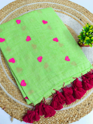 SP Boutique Self Design Handloom Cotton Silk Saree(Light Green)