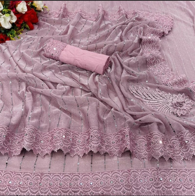 Snehdeep Embellished Bollywood Lycra Blend Saree(Pink)