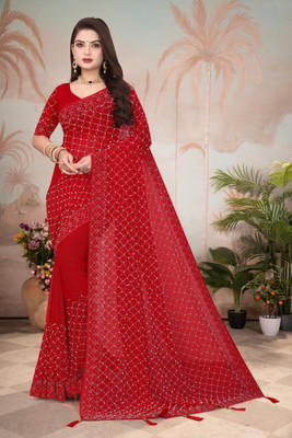 Prem Enterprises Self Design Bollywood Georgette Saree(Red)