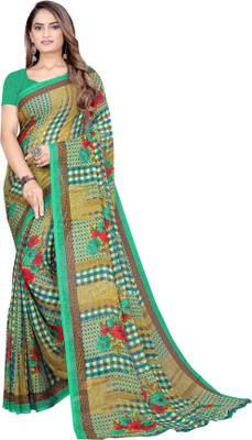 Samai Printed Bandhani Georgette Saree(Green)