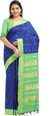 IH365 Woven Saree with Attached Blouse Cotton Blend Saree(Blue, Green)