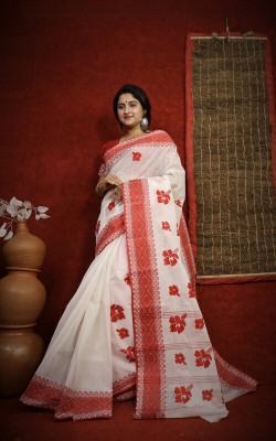 Happy Creation Striped Tant Cotton Blend Saree(Multicolor)