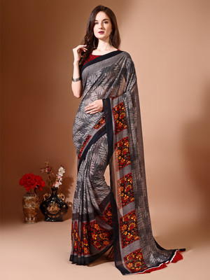 Leelavati Printed Daily Wear Georgette Saree(Grey)
