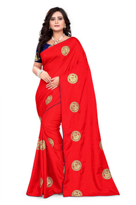 SERONA FABRICS Embroidered Bollywood Silk Blend Saree(Red)