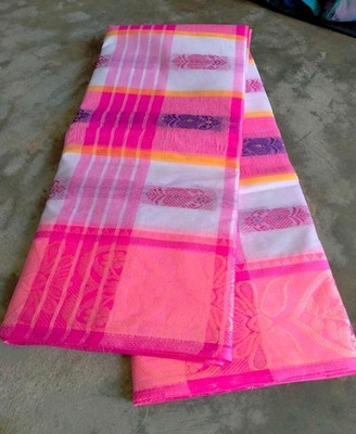 Pal Handloom Self Design Tant Pure Cotton Saree(Multicolor)