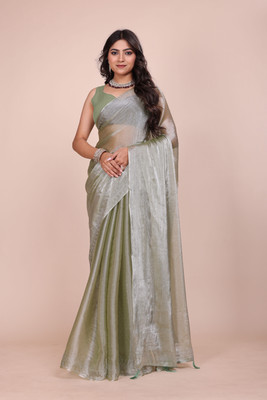 JS Clothing Mart Embellished Bollywood Jimmy choo Saree(Light Green)