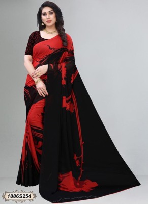 Ratan creation Printed Daily Wear Georgette Saree(Black)