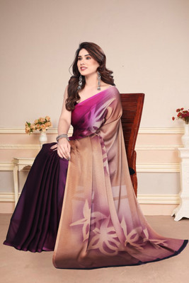 Karnav Fashion Floral Print, Self Design Bollywood Chiffon, Georgette Saree(Pink)