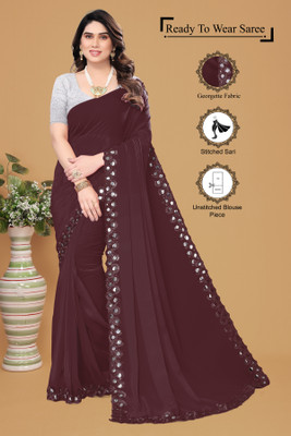 Manan Creation Embellished Bollywood Georgette Saree(Maroon)