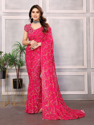 Moda Rapido Printed, Self Design Daily Wear Georgette Saree(Multicolor)
