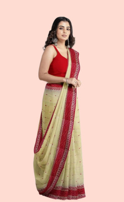 SANVISAREE Woven Tant Pure Cotton Saree(Cream)