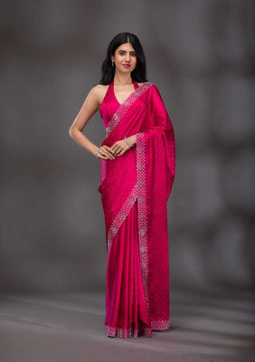 The White Rabbit Self Design Bollywood Pure Silk Saree(Red)