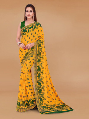 Moda Rapido Printed Daily Wear Georgette Saree(Green)