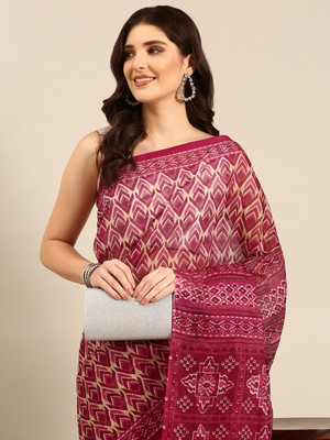 SHANVIKA Printed Daily Wear Pure Cotton Saree(Purple)