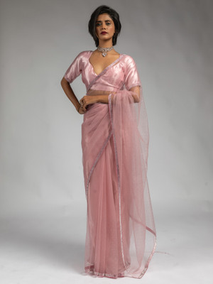 Sareemall Embellished Bollywood Net Saree(Pink)